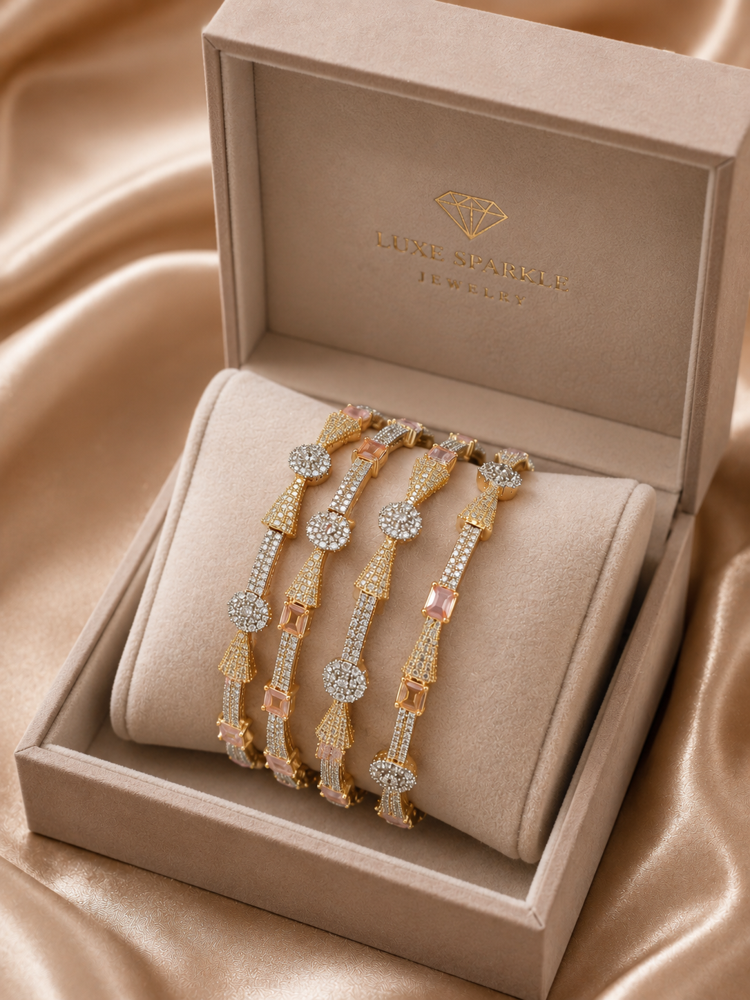 1-Carat Royal Gold & Silver Bangles (pair)