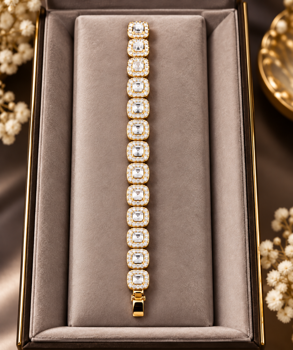 The Aurelia Royale, Silver/Gold-Tone 1 Carat Crystal Tennis Bracelet