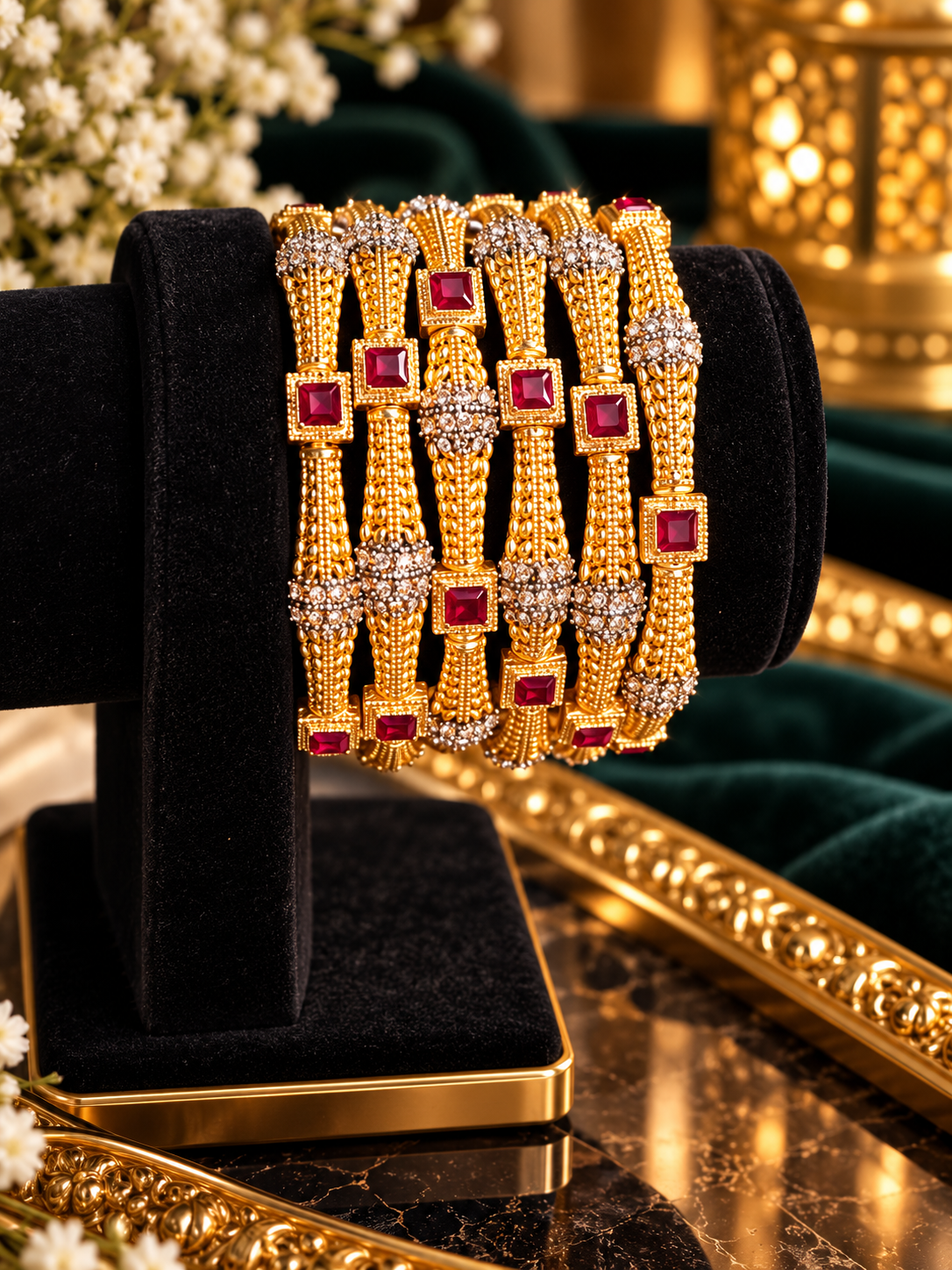 Royal Indian Designer Stone-Studded Traditional Luxury Bridal & Festive (Set of 6 Bangles)