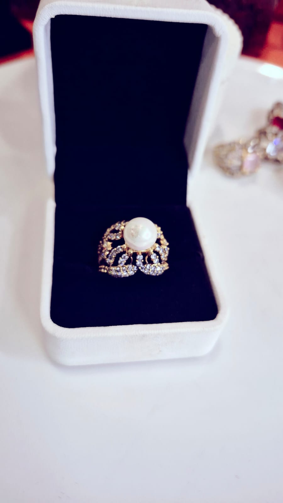 Designer RP Adjustable Rings With lil Stones and White Pearl