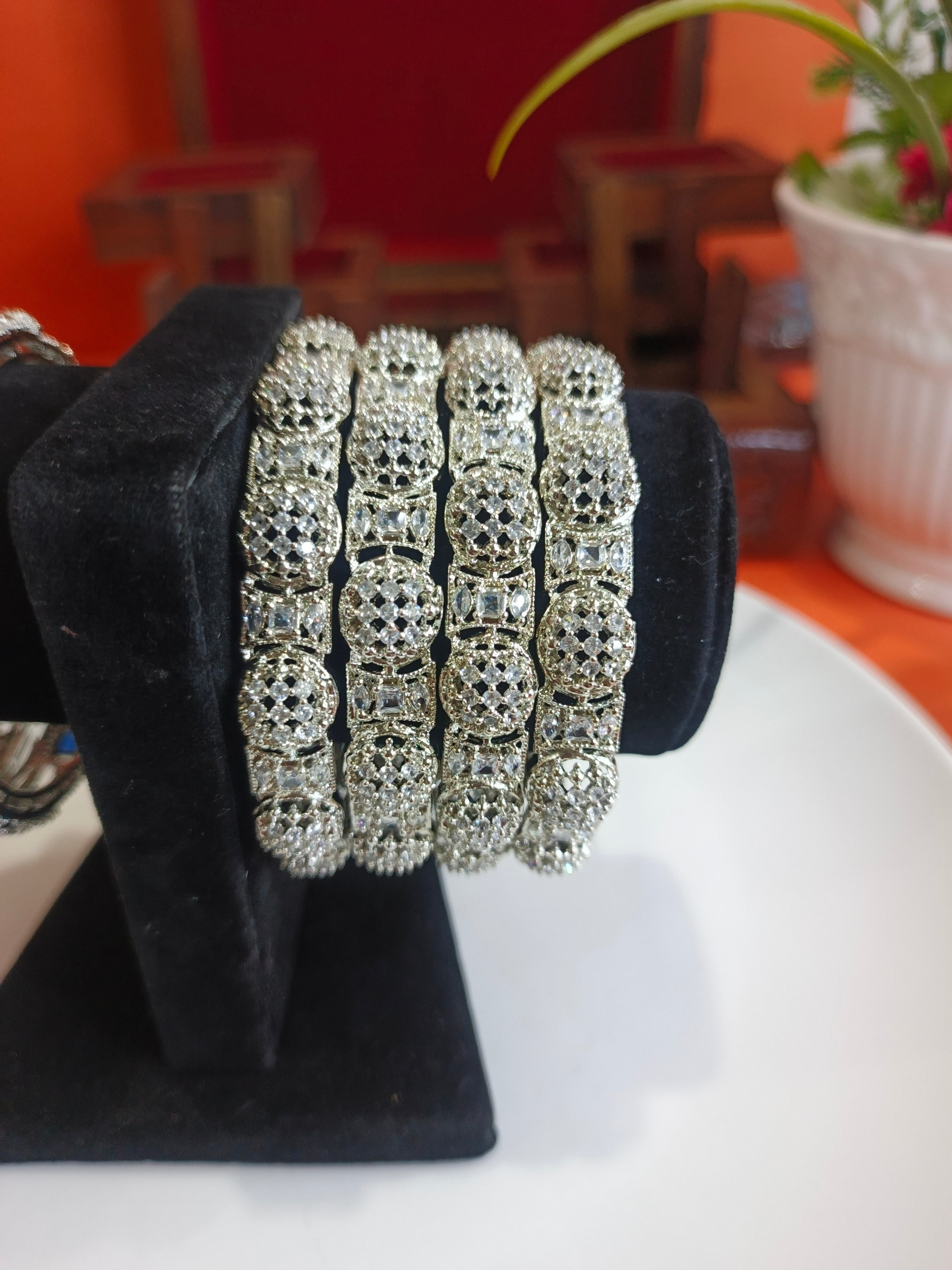 1 Carat  Luxury  Silver Finish Size 2.8 (Pair)