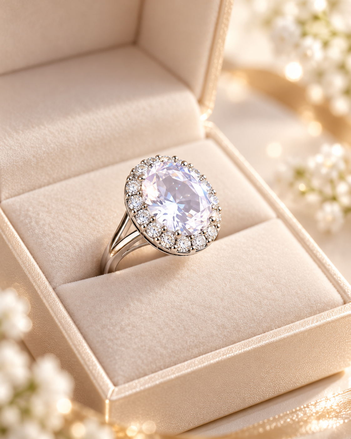 Central Oval Stone Adjustable Ring
