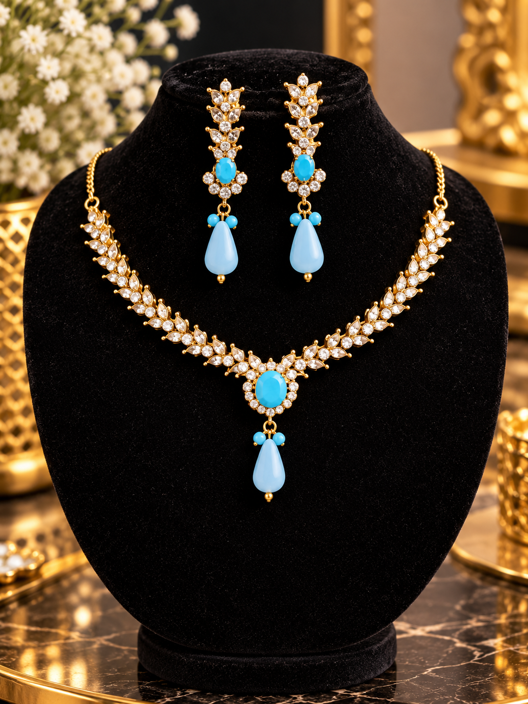 Necklace & Earrings Set – Premium Stone-Studded