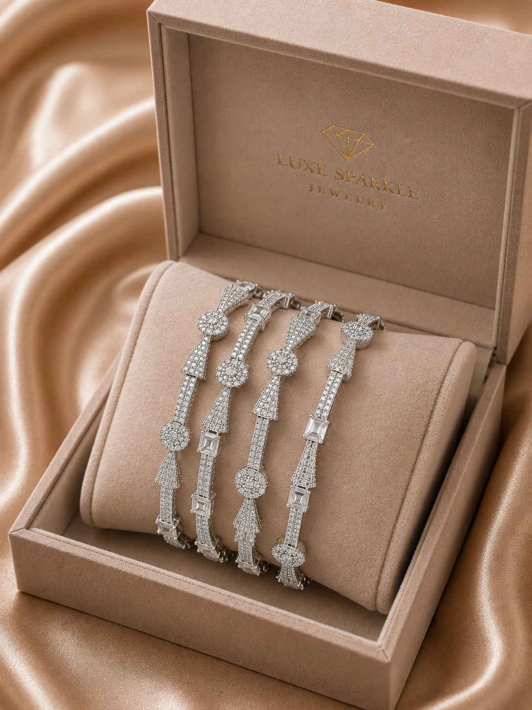 1 Carat Silver Luxe Diamond Bangles (pair)