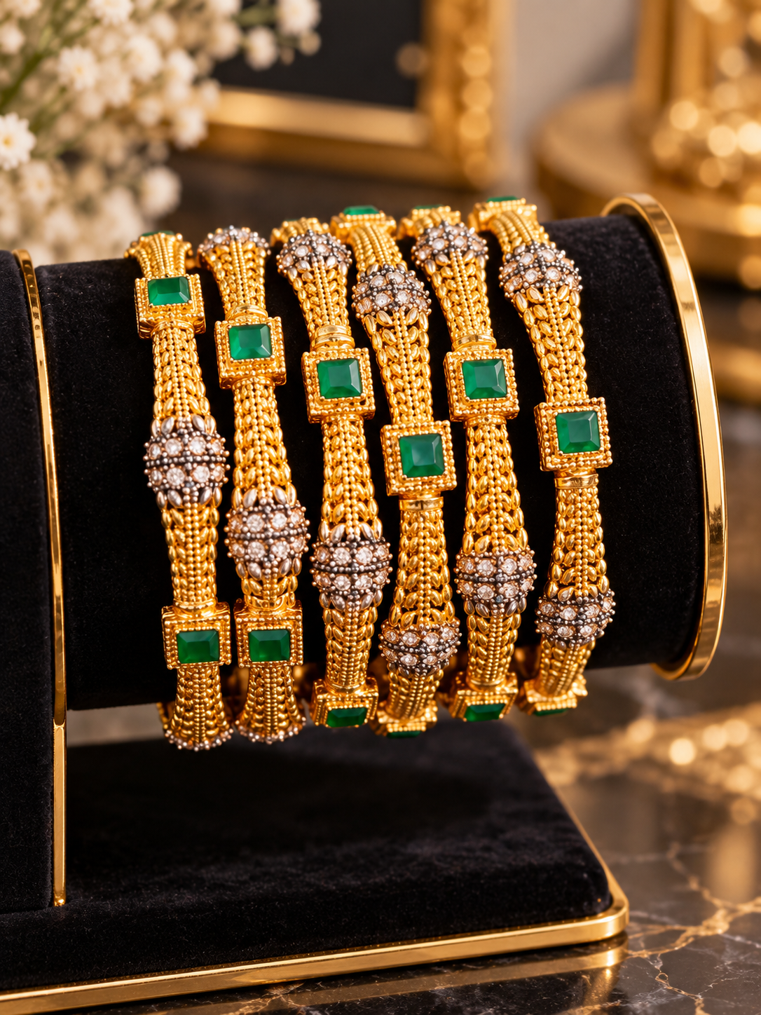 Royal Indian Designer Stone-Studded Traditional Luxury Bridal & Festive (Set of 6 Bangles)