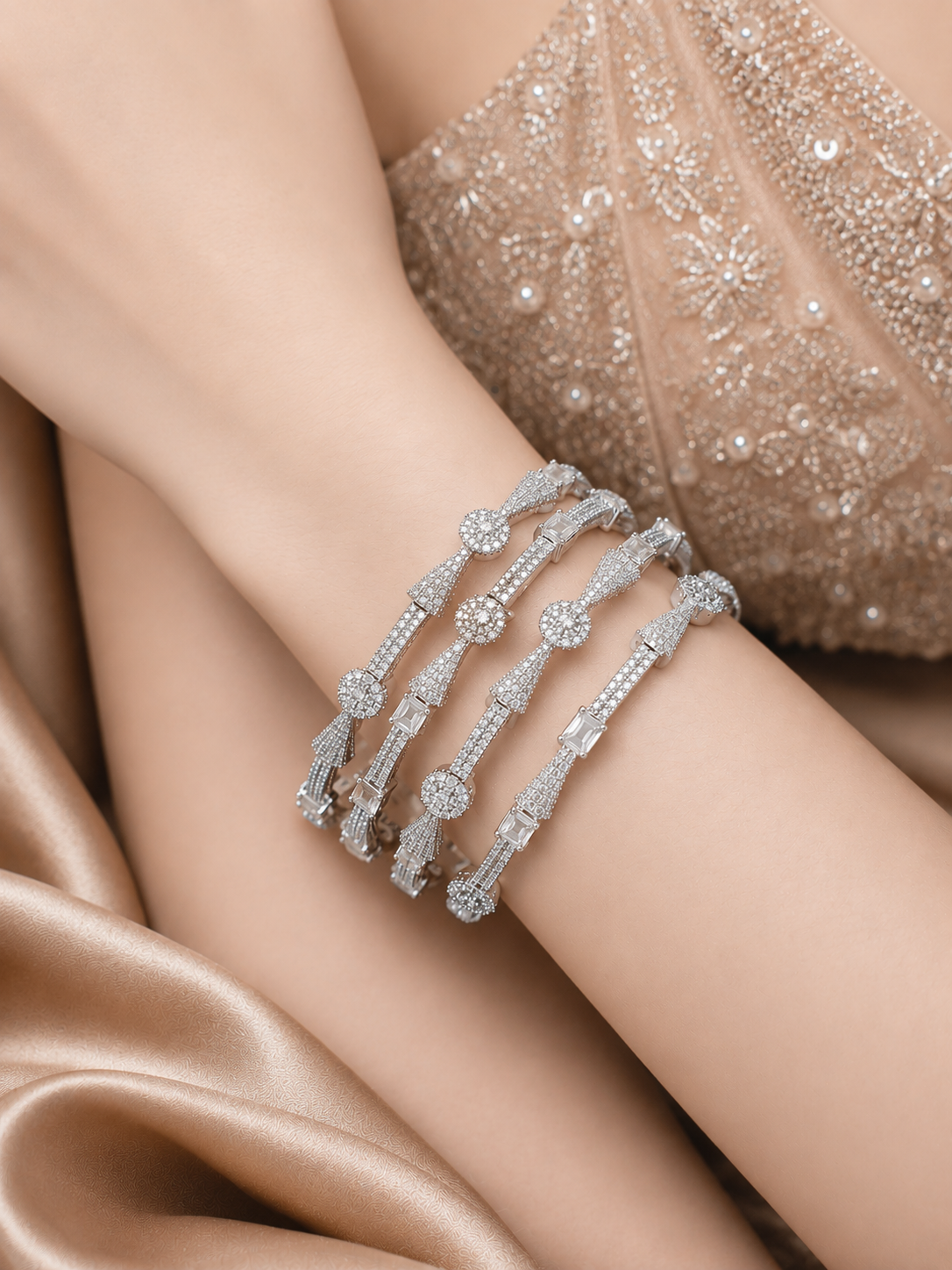 1 Carat Silver Luxe Diamond Bangles (pair)