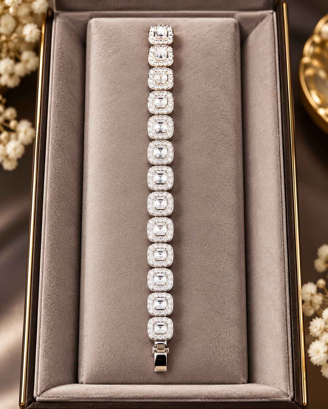 The Aurelia Royale, Silver/Gold-Tone 1 Carat Crystal Tennis Bracelet