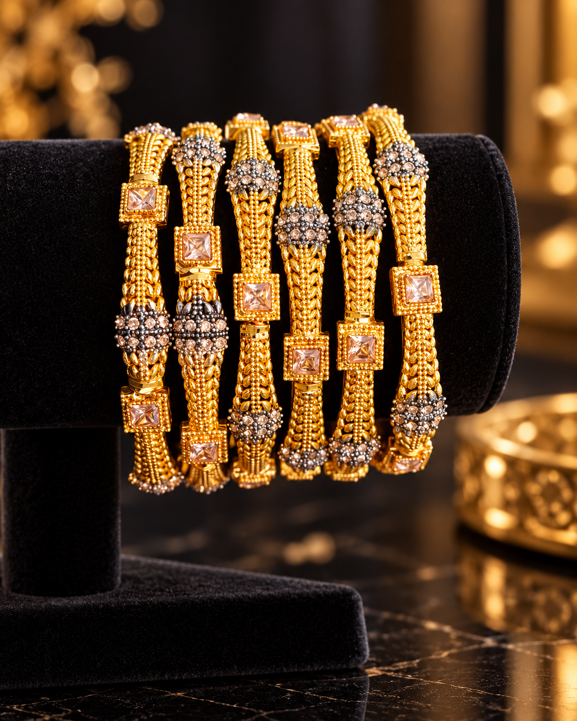 Royal Indian Designer Stone-Studded Traditional Luxury Bridal & Festive (Set of 6 Bangles)