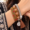 Multilayer Beaded Bracelet – Silver Charm Tassel Boho Jewelry