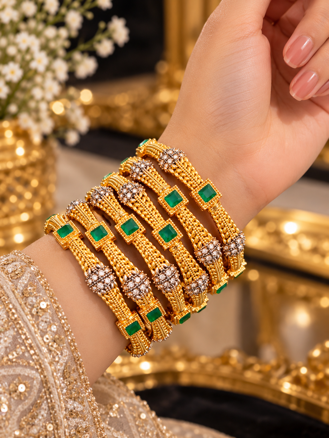 Royal Indian Designer Stone-Studded Traditional Luxury Bridal & Festive (Set of 6 Bangles)