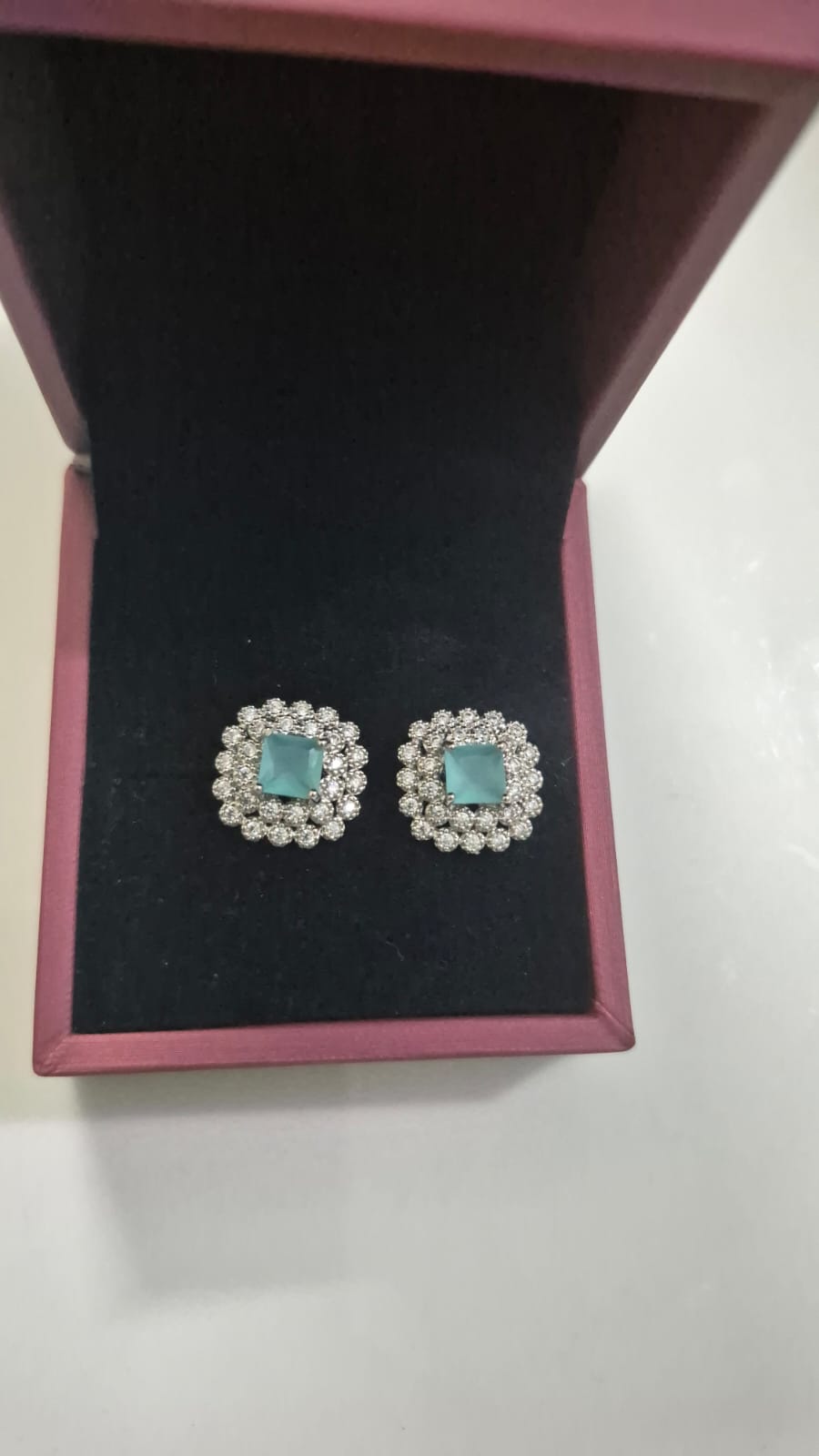 Luxury Silver Tops, Multicolor Stone Stud Earrings