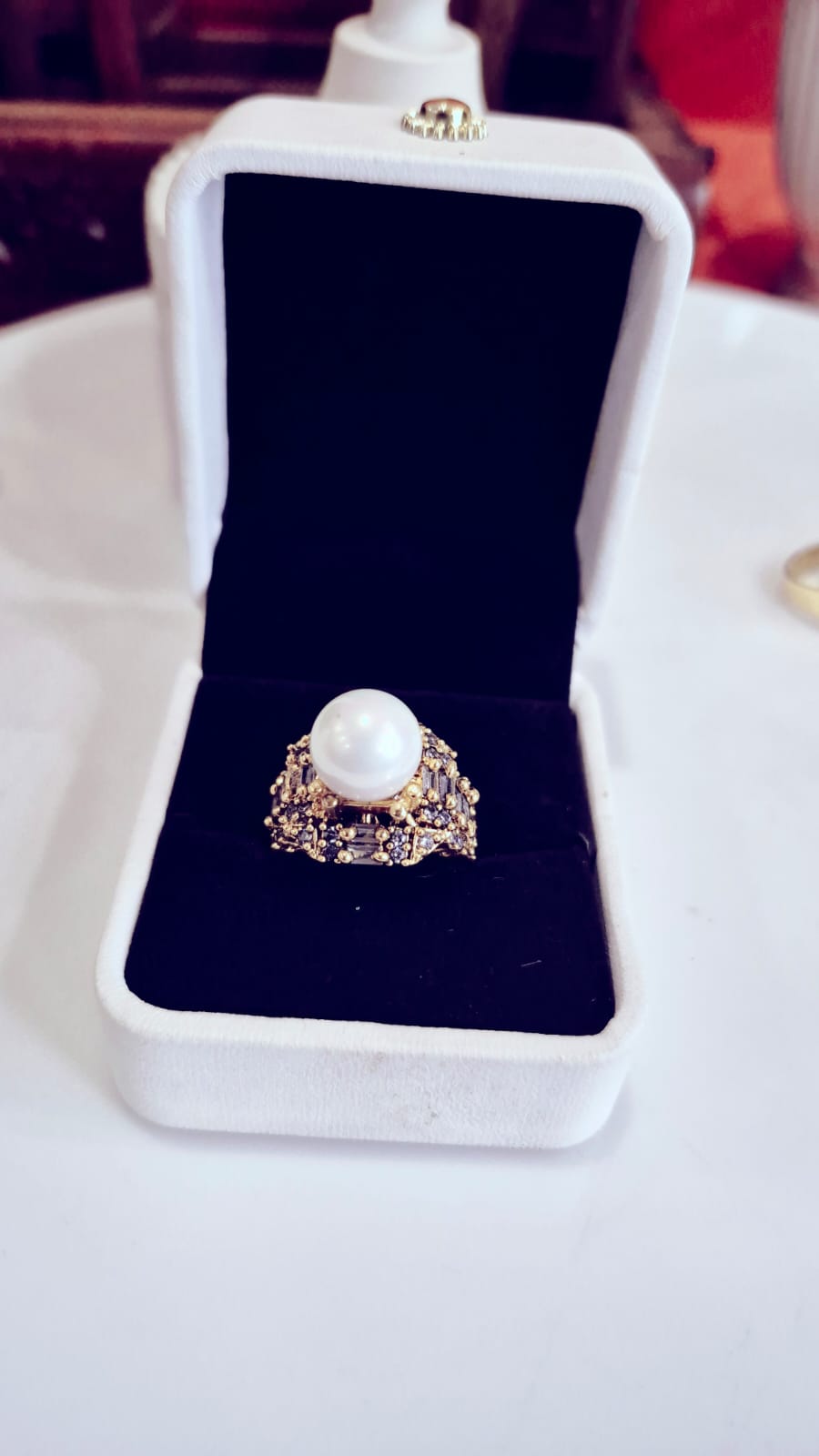 Designer RP Adjustable Rings With Accent Stones and White Pearl