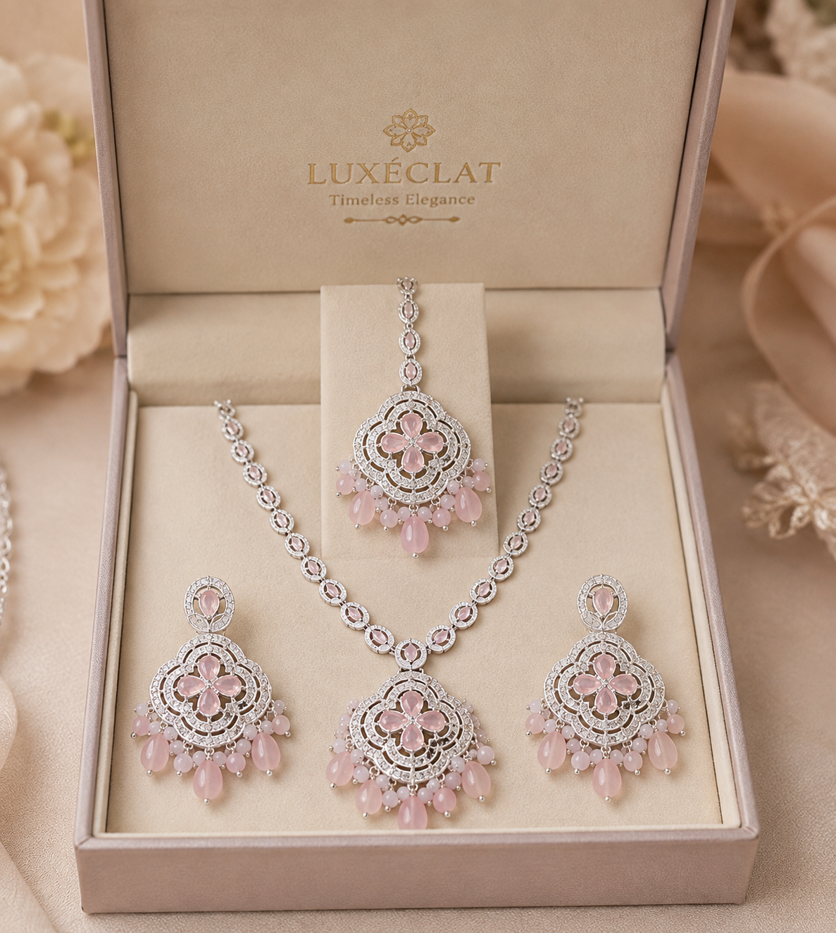 Pink Designer Zircon Set