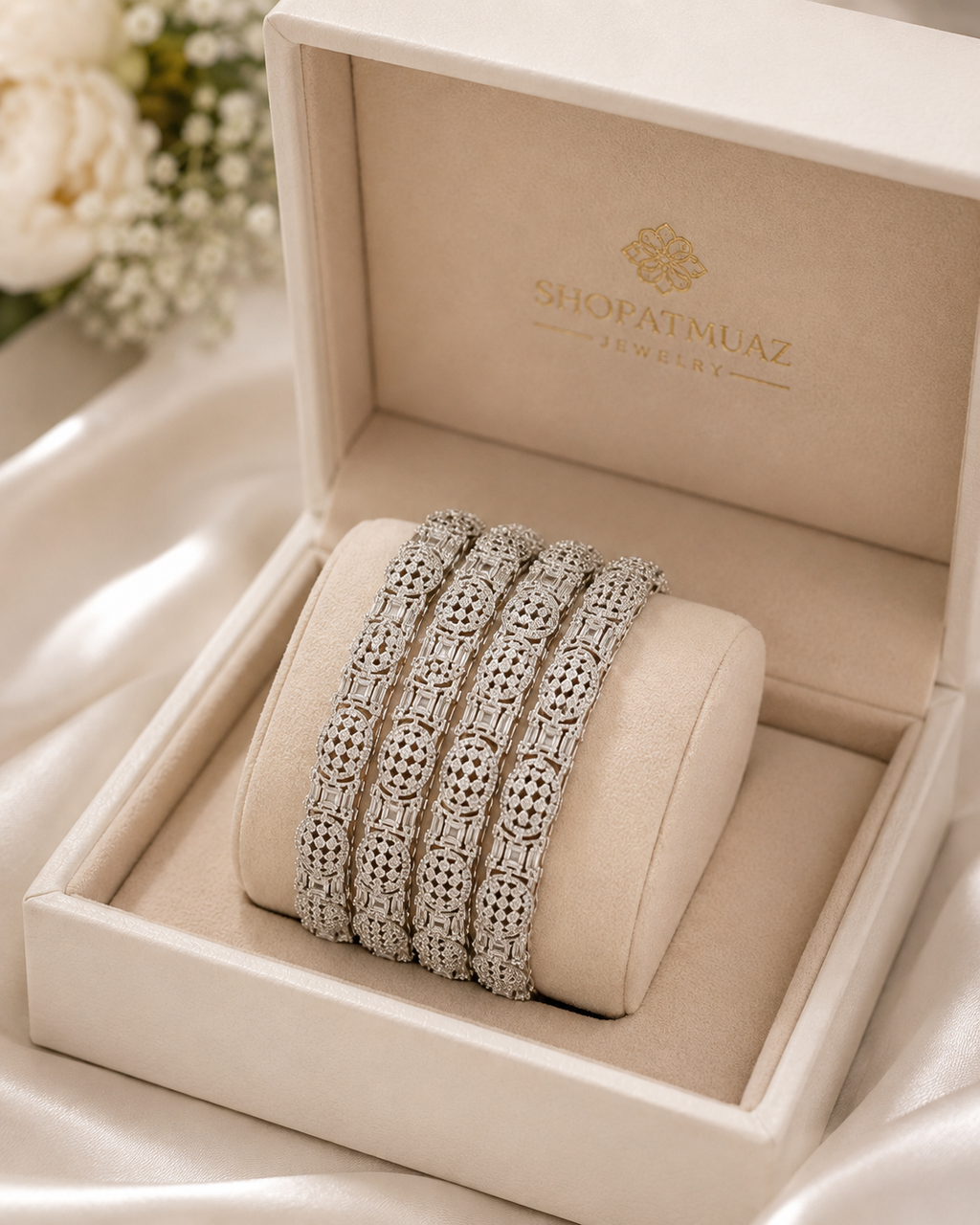 1 Carat  Luxury  Silver Finish Size 2.8 (Pair)