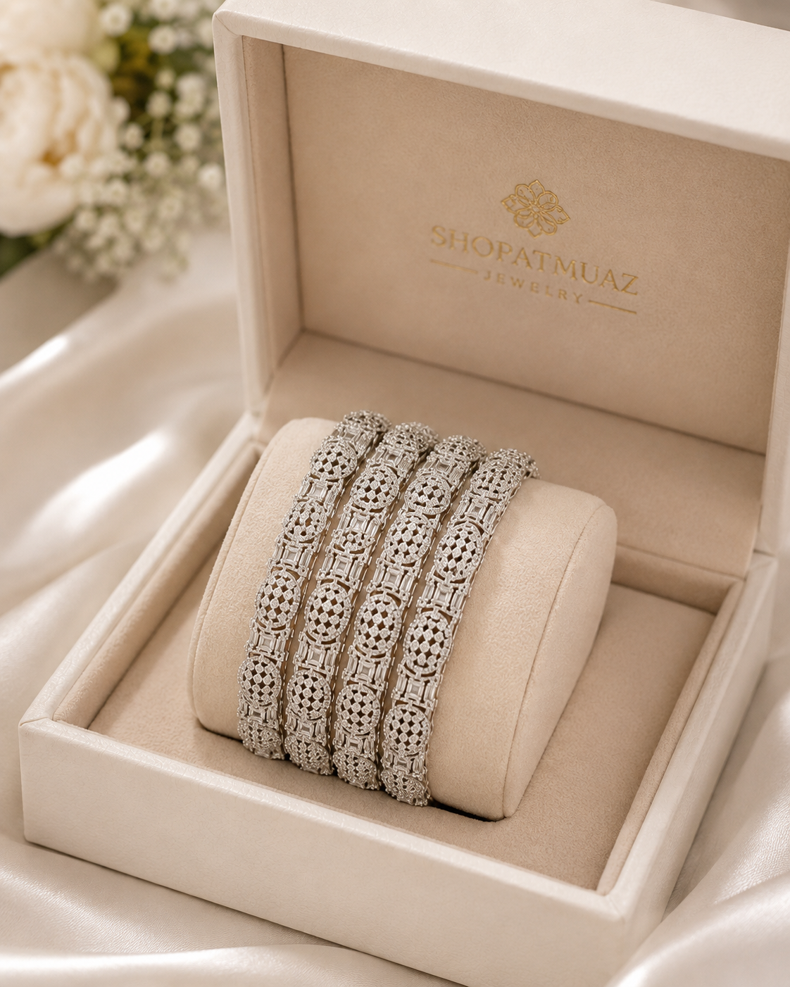 1 Carat  Luxury  Silver Finish Size 2.8 (Pair)