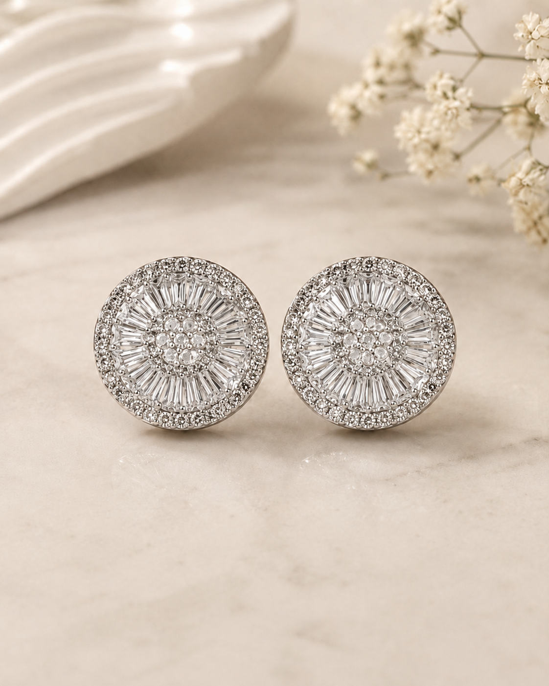 Crystal Round Stud Earrings